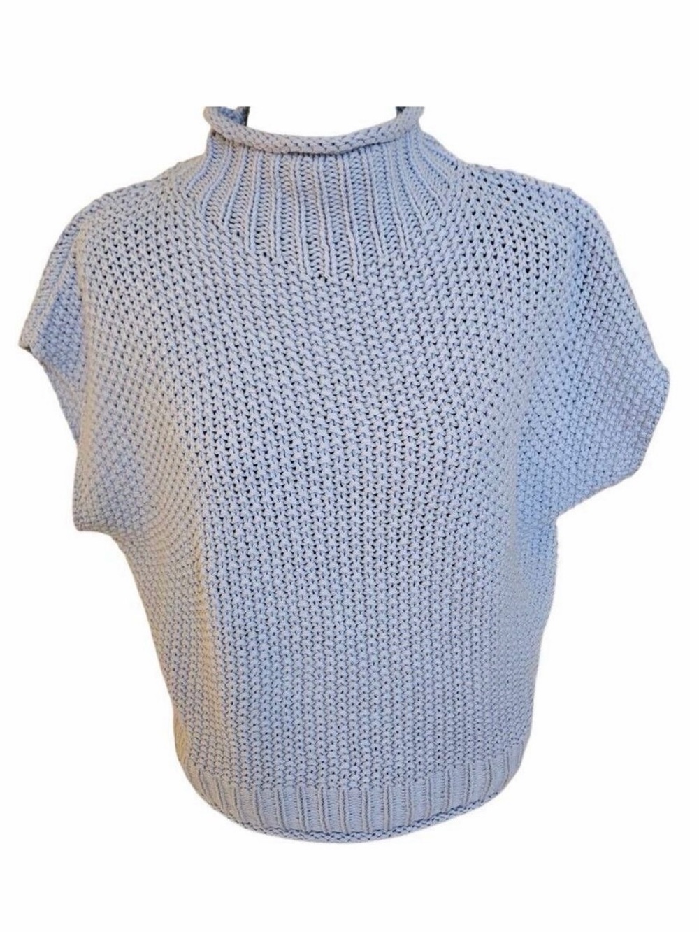 Light Blue Womens Knit Short-Sleeve Sweater Top